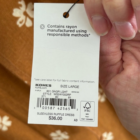 LAST CHANCE: Sleeveless Linen Blend Floral Tie Front Dress in Ginger, Large, NWT - Picture 5 of 8